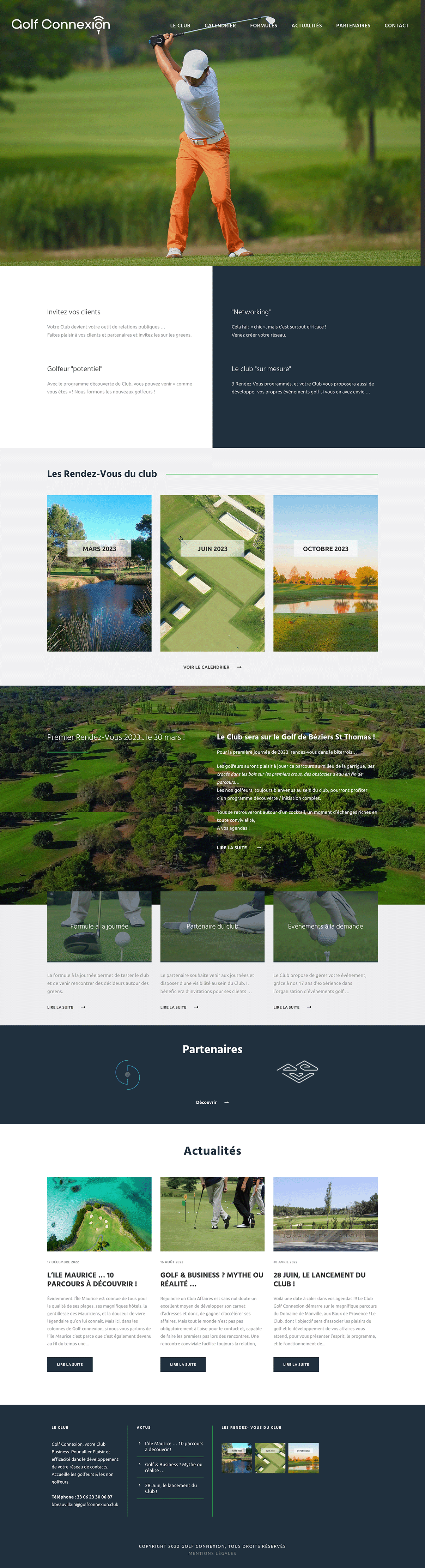 Image complète site club golf connexion